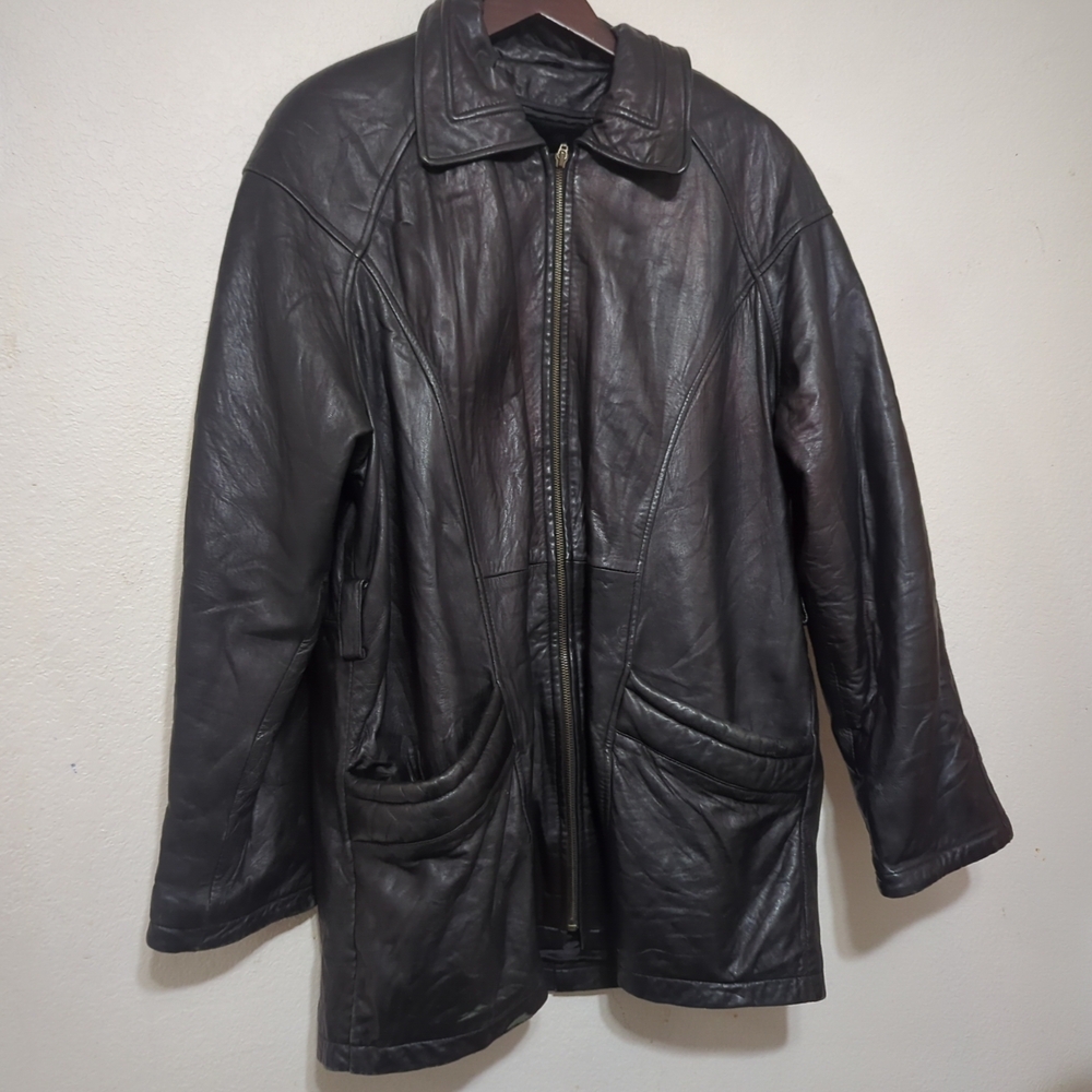Vintag Radius Leather Jacket Black Moto Bomber Zip Up Removable Liner Men’s L/XL